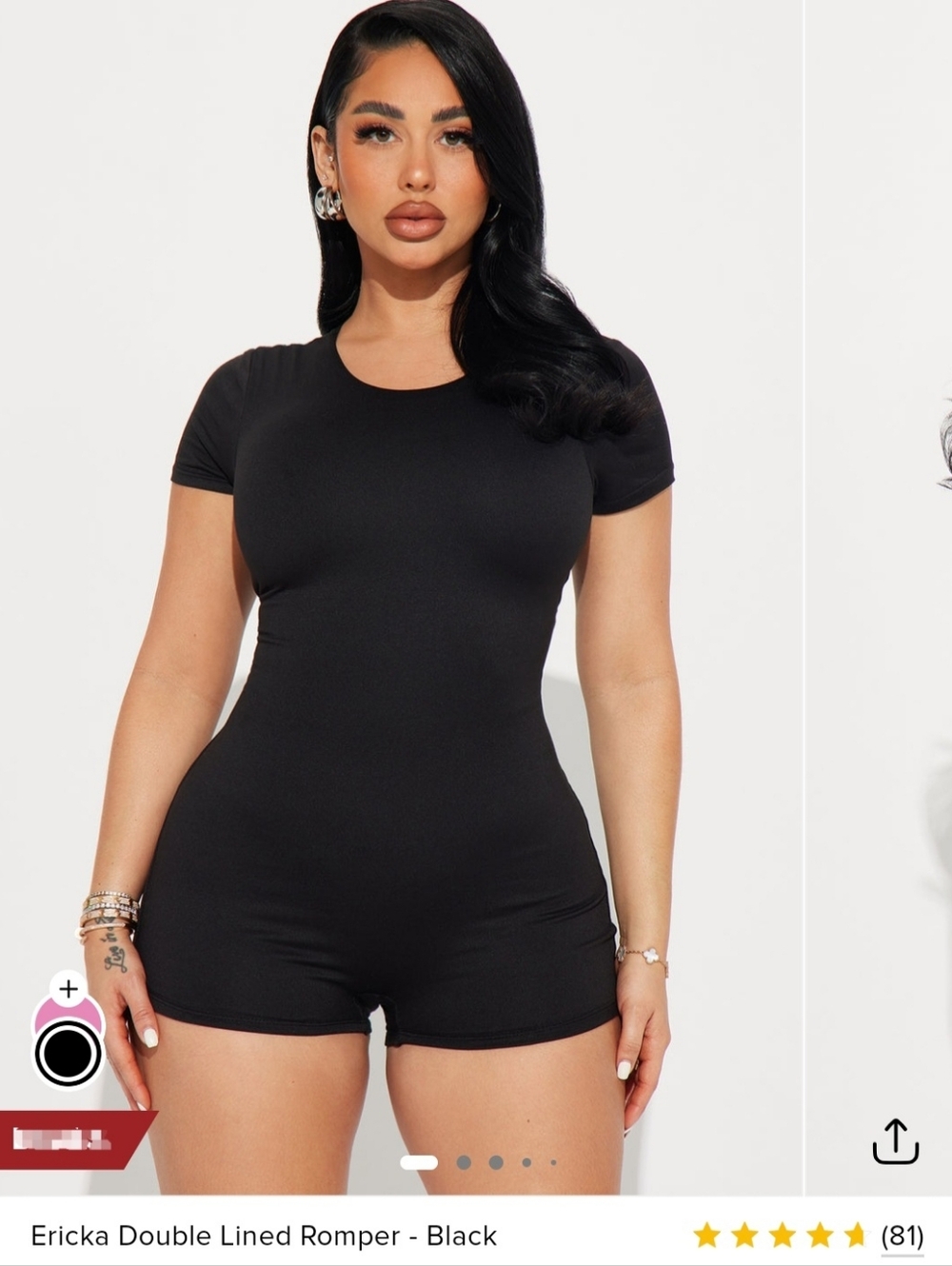 Fashion Nova-Ericka Double Lined Black Romper